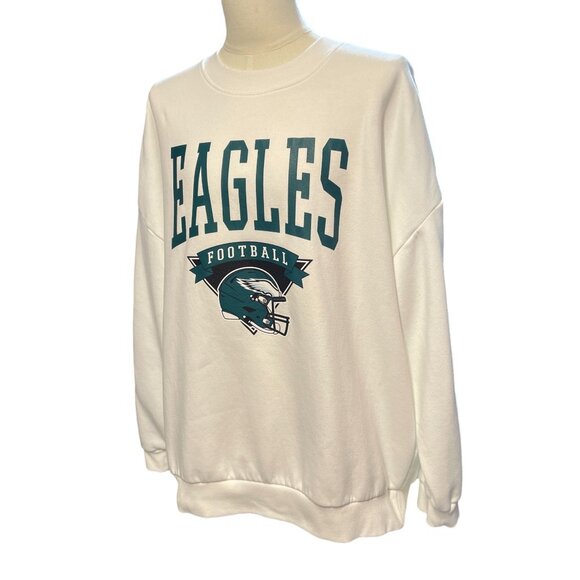 White Green Eagles Football Sweatshirt Vintage Unisex Cozy Streetwear Pullover - Picture 5 of 6